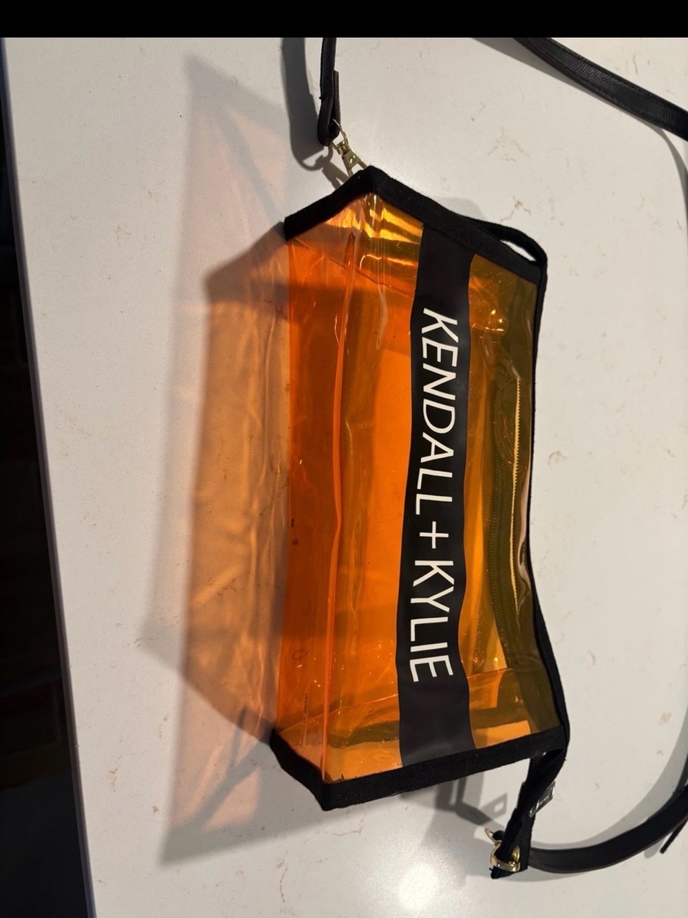 Kendall & Kylie Transparent Orange Mini Crossbody with Black Trim